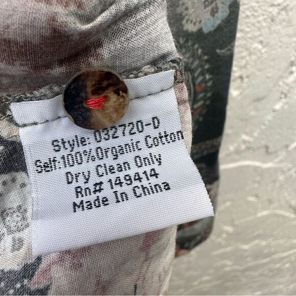 JOHNNY WAS Calme Dress Women XS Henley Shift Kaftan Floral Boho Oversized‎ - Picture 10 of 10